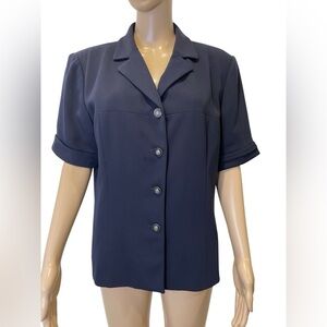 KASPER Navy Blue Women's Button-Up Top size 14